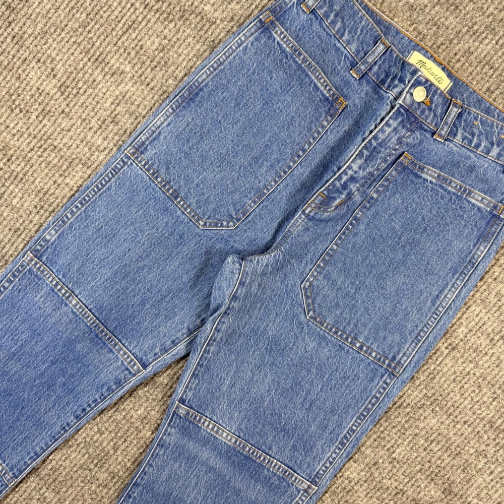 Madewell 90s Straight Leg Jeans Blue Double Knee Patch Pocket Denim 26